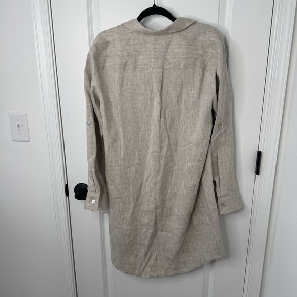Karen Kane tan linen Casual Button Down long sleeve dress medium - Picture 9 of 9